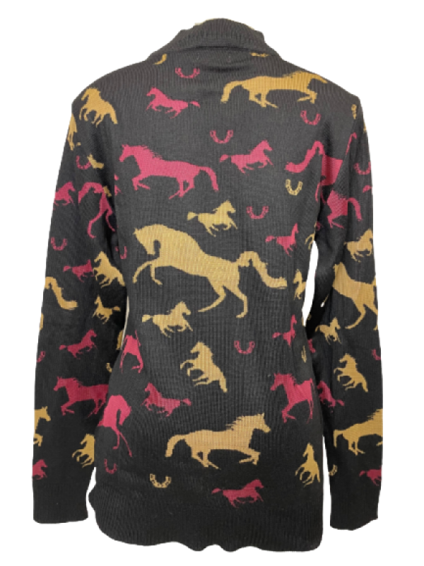 BLUSÃO STELLABLU 116801 PRETO COM CAVALOS TAM. M G