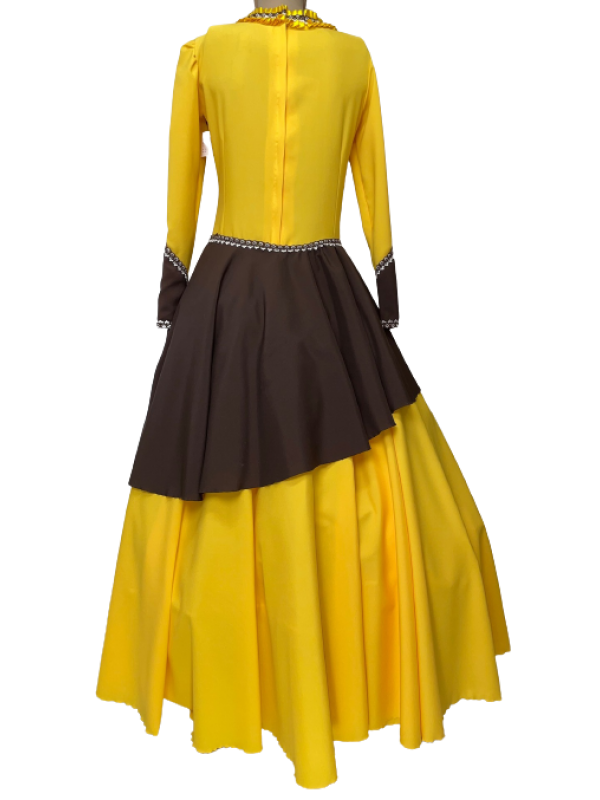 VESTIDO 14 ANOS AMARELO/MARROM