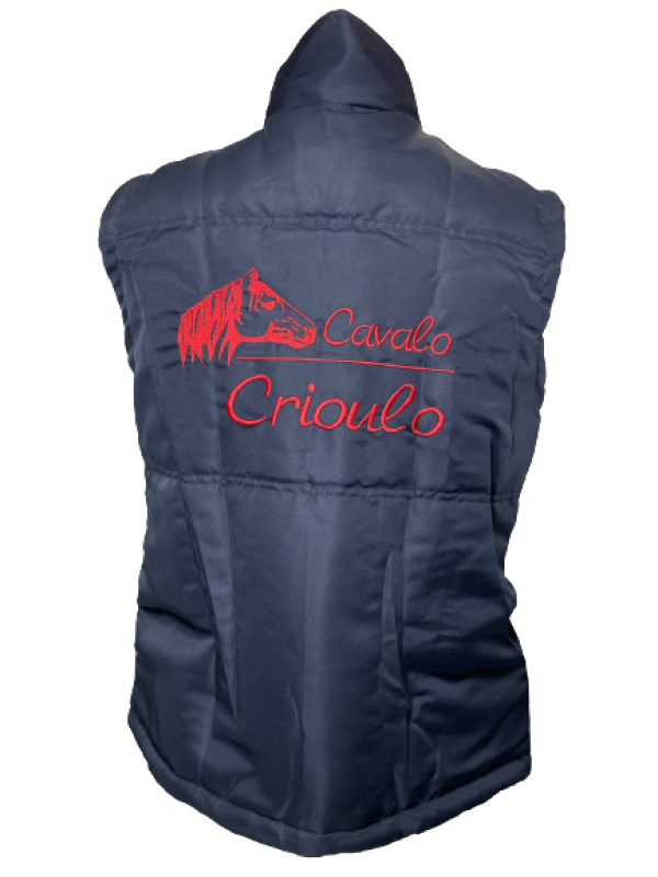 COLETE ESTIRPE MASCULINO BORDADO CAVALO CRIOULO COR AZUL MARINHO TAM. P, M, M, GG