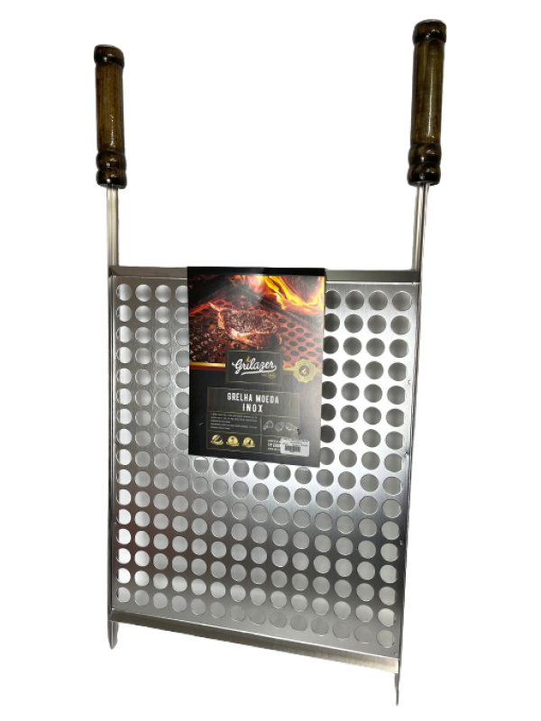 GRELHA GRILAZER LUXO MOEDA BANDEJA INOX 40X50CM