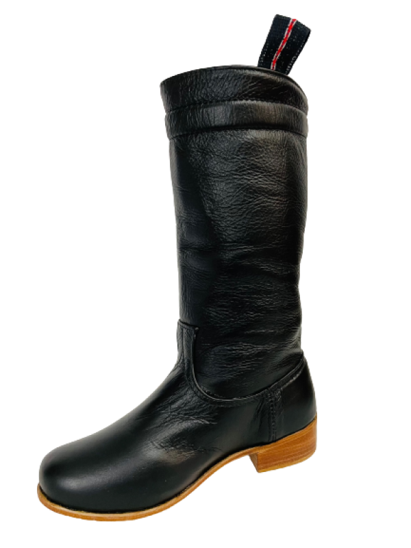 BOTA CRIOULA INFANTIL EM COURO PRETO E SOLADO EM COURO TAM. 28 AO 34