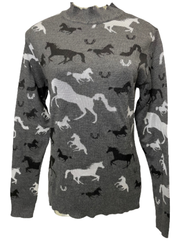 BLUSÃO STELLABLU 116801 CHUMBO COM CAVALOS TAM. G