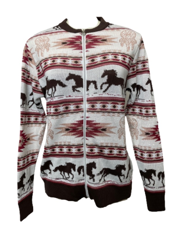 CASACO STELLABLU 116601 COM ZIPER CAVALO ÉTNICO TAM. M