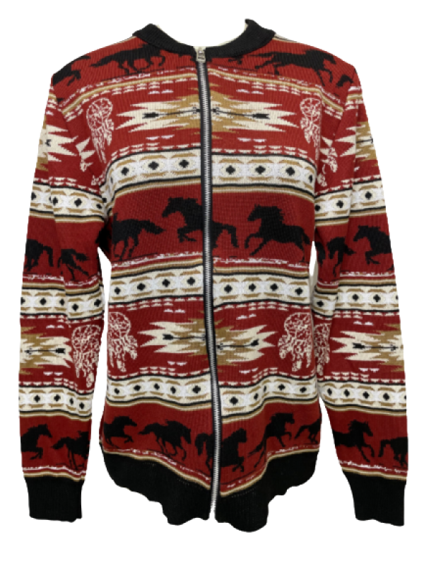 CASACO STELLABLU 116601 COM ZIPER CAVALO ÉTNICO TELHA TAM. M G