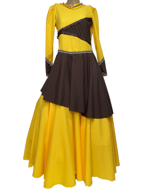 VESTIDO 14 ANOS AMARELO/MARROM