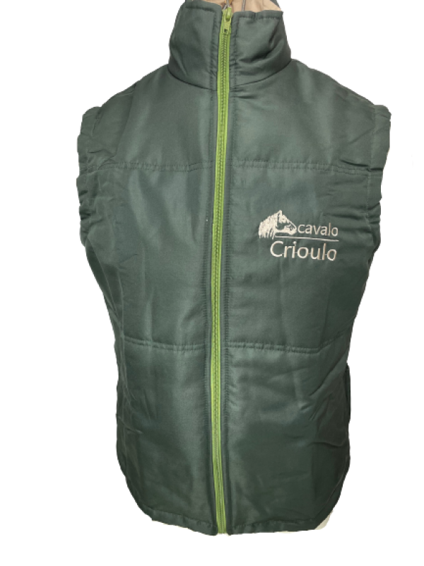 COLETE ESTIRPE MASCULINO BORDADO CAVALO CRIOULO COR VERDE TAM. P, M, M, GG