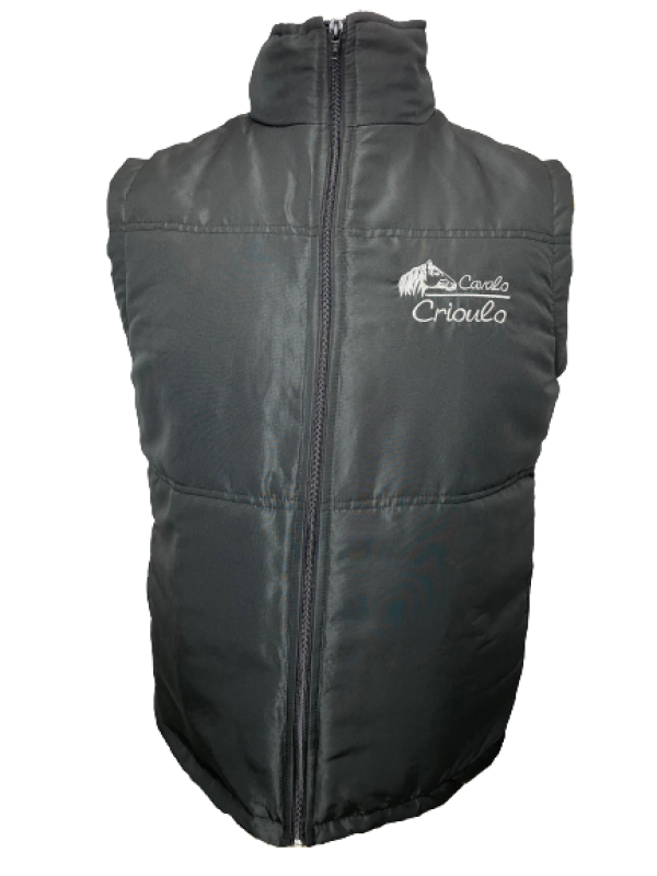 COLETE ESTIRPE MASCULINO BORDADO CAVALO CRIOULO COR PRETO TAM. P, M, M, GG