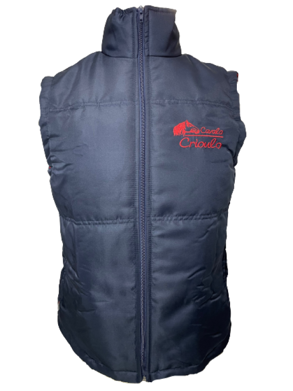 COLETE ESTIRPE MASCULINO BORDADO CAVALO CRIOULO COR AZUL MARINHO TAM. P, M, M, GG