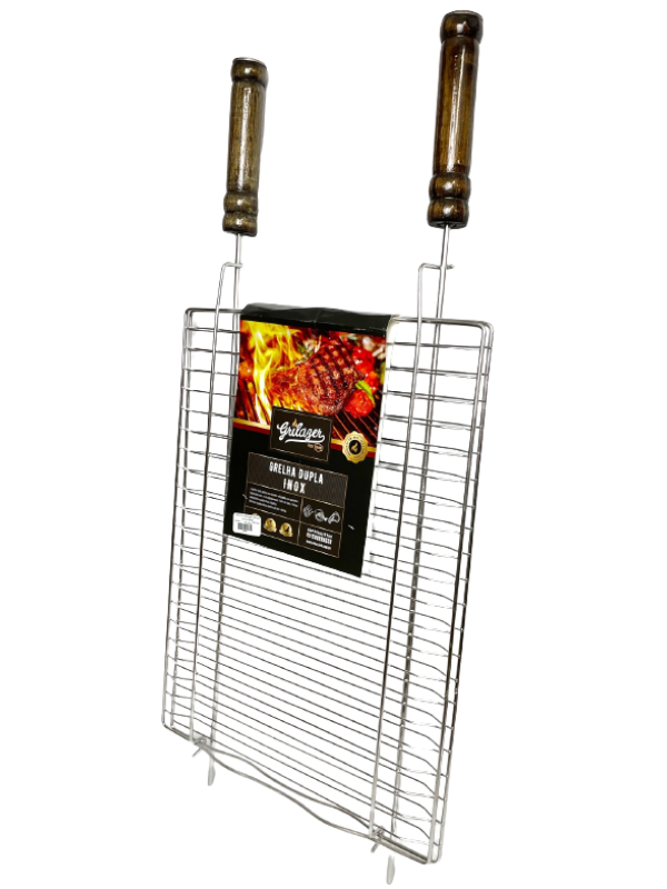 GRELHA GRILAZER DUPLA LUXO 36X50 EM INOX