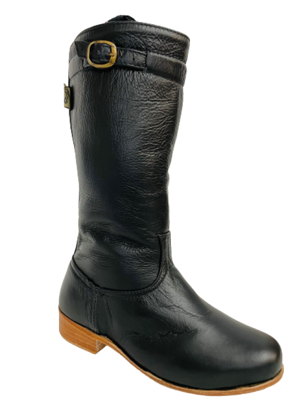 BOTA CRIOULA INFANTIL EM COURO PRETO E SOLADO EM COURO TAM. 28 AO 34