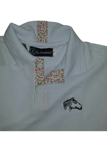 POLO LA FRONTERA MENINA CAVALO CRIOULO BRANCA