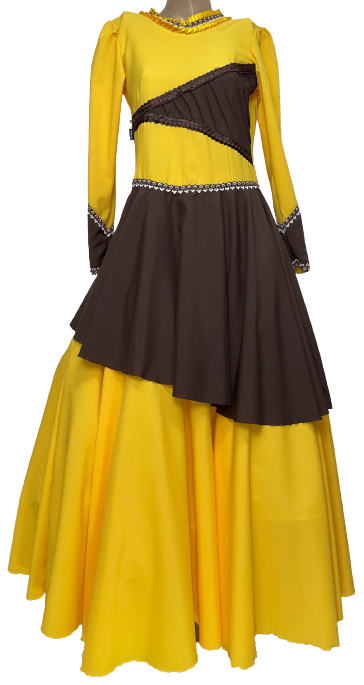 VESTIDO 14 ANOS AMARELO/MARROM