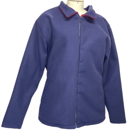 JAQUETA FEMININA TÉRMICA EM LÃ AZUL COM BAETA VERMELHA TAM. P AO GG