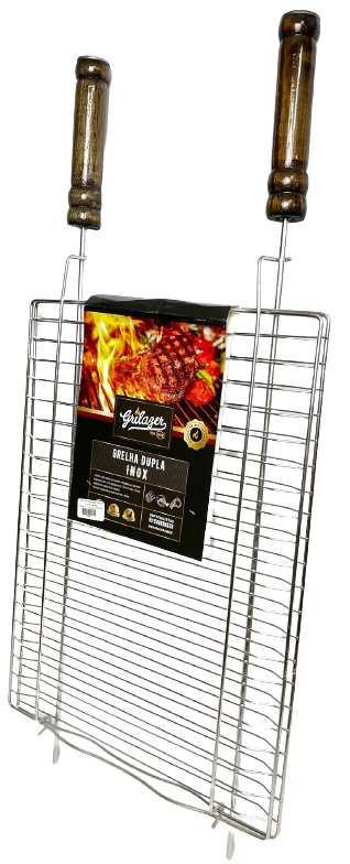 GRELHA GRILAZER DUPLA LUXO 36X50 EM INOX
